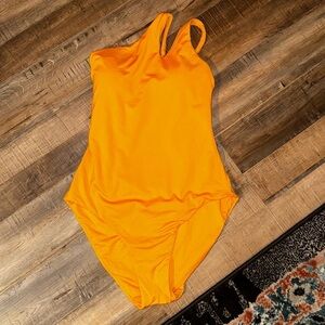 BECCA Orange One Piece Open Back Double Strap Swimsuit Size M Used Resort